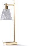 Brass Desk Lamp with Clear Etched Glass Shade