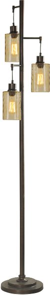 Bronze Floor Lamp with 3 Champagne Pendant Glass Shades