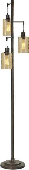 Bronze Floor Lamp with 3 Champagne Pendant Glass Shades