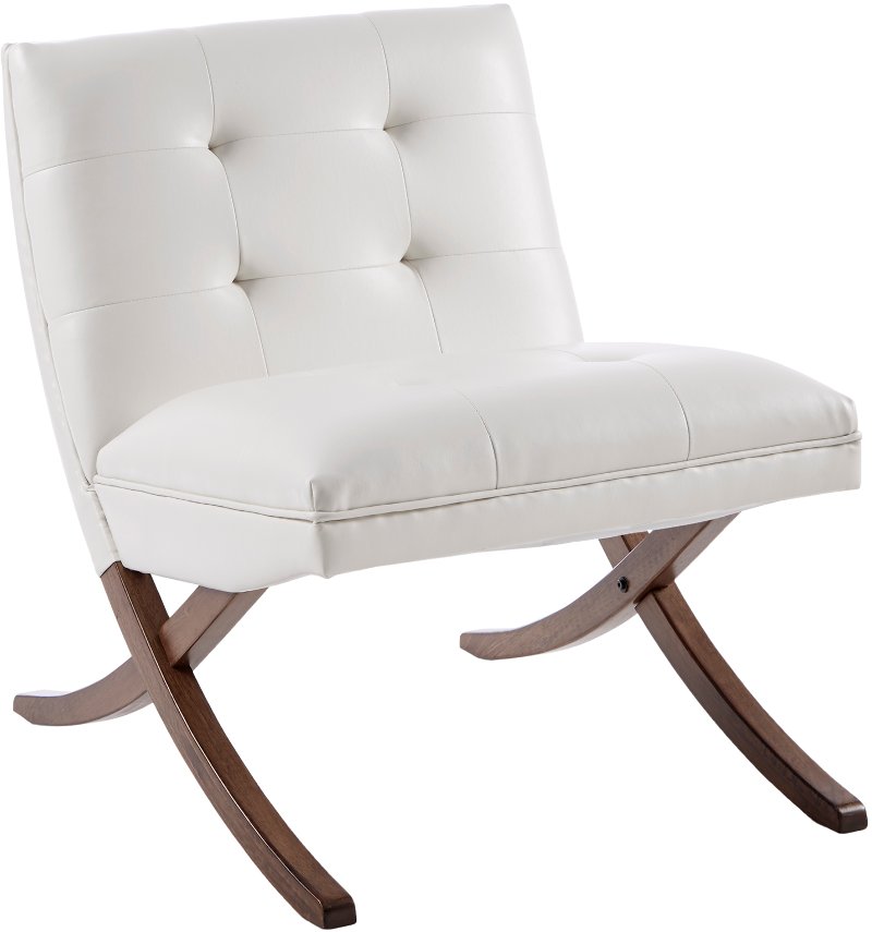 Mid Century Modern White Faux Leather Accent Chair Wynn