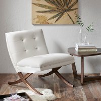 Mid Century Modern White Faux Leather Accent Chair - Wynn-2