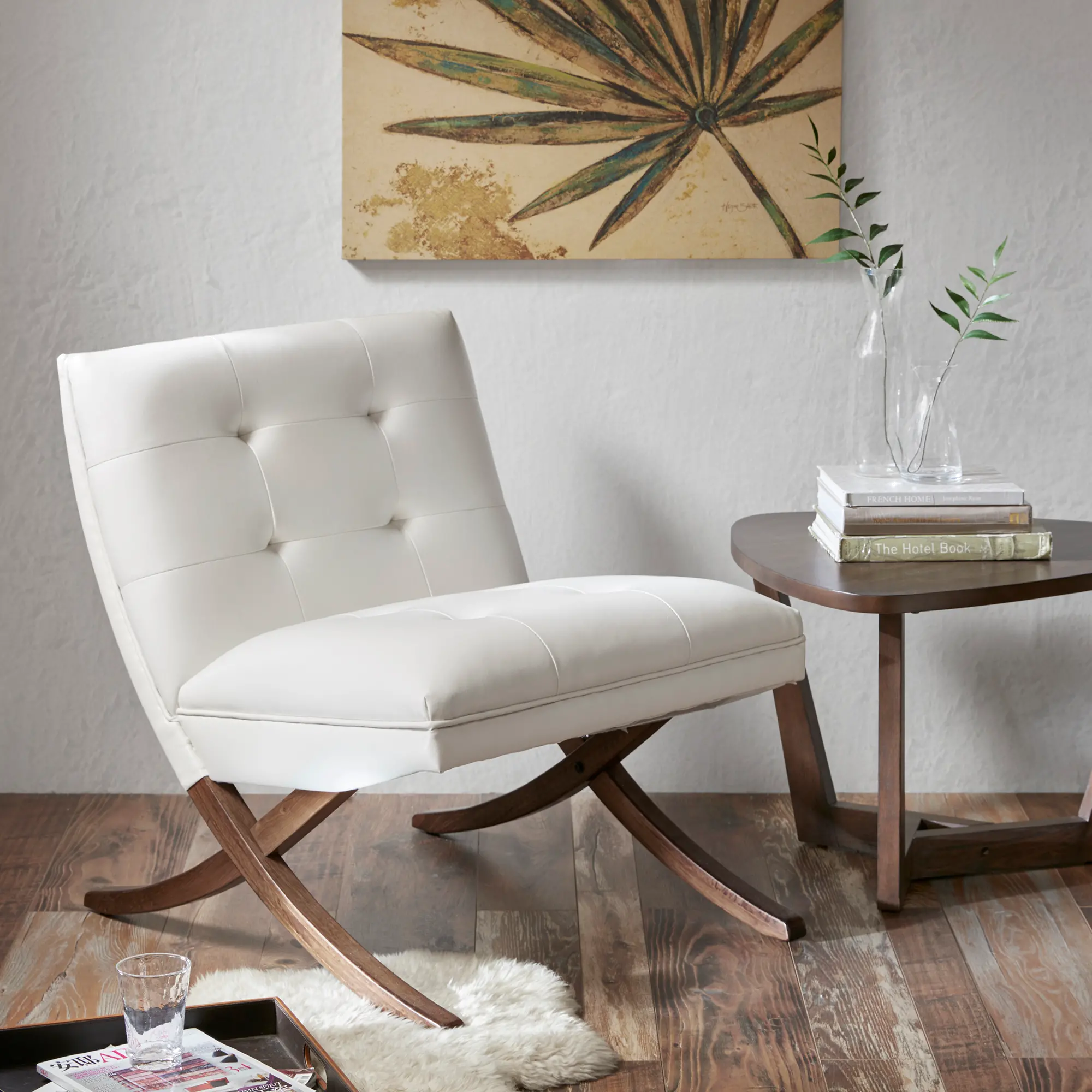 Wynn Mid Century Modern White Accent Chair-2