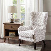 Modern Gray and White Swoop Wing Accent Chair - Arianna-2