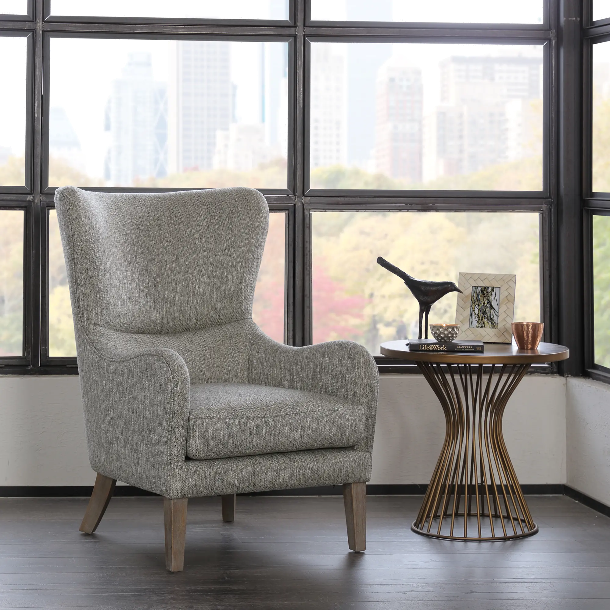 Modern Gray Swoop Wing Accent Chair - Arianna-2