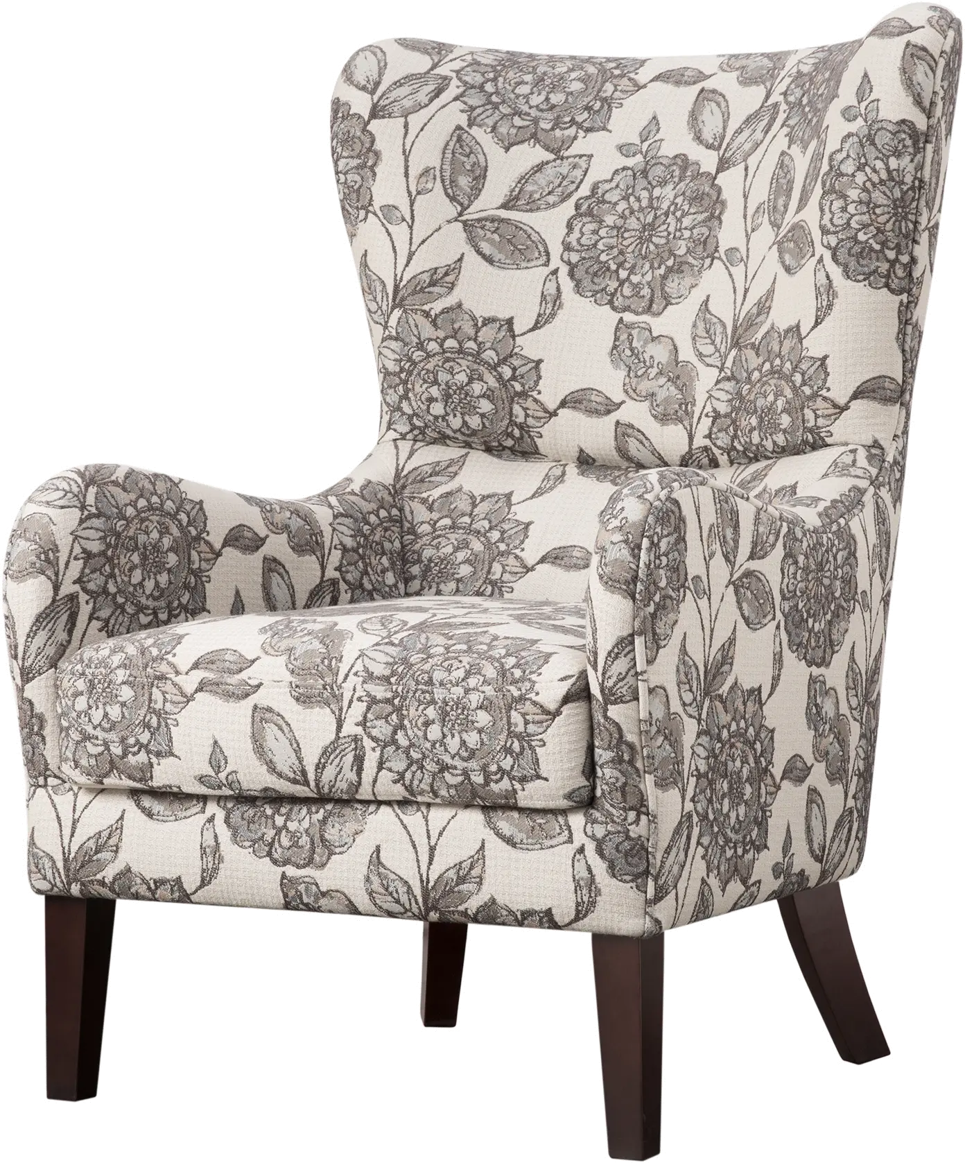 Arianna Modern Multi Gray Patterned Swoop Wing Accent Chair-1