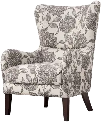Arianna Modern Multi Gray Patterned Swoop Wing Accent Chair