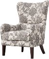 Modern Multi Gray Patterned Swoop Wing Accent Chair - Arianna