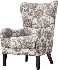 Modern Multi Gray Patterned Swoop Wing Accent Chair - Arianna