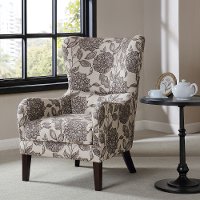 Modern Multi Gray Patterned Swoop Wing Accent Chair - Arianna-2
