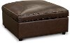 Chocolate Brown Leather Ottoman - Spaces