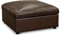 Chocolate Brown Leather Ottoman - Spaces