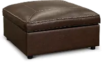 Chocolate Brown Leather Ottoman - Spaces