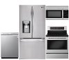 KIT LG 4 Piece Electric Kitchen Appliance Package with Smart Refrigerator - Stainless Steel
