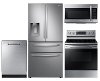KIT Samsung 4 Piece Electric Kitchen Appliance Package with 28 cu. ft. French Door Refrigerator - Stainless Steel