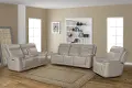 Burbank Cream Leather Triple Power Reclining Sofa