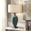 Mottled Green Table Lamp with Antique Brass Details