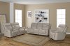 Cream Leather Triple Power Recliner - Burbank