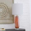 Iridescent Salmon Glass and Brass Table Lamp - Odette