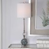 Blue and Gray Table Lamp with Calla Lilies - Elody