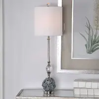 Blue and Gray Table Lamp with Calla Lilies - Elody