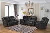 Smokey Gray Leather Triple Power Reclining Sofa - Burbank