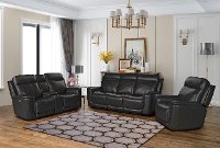 Smokey Gray Leather Triple Power Reclining Sofa - Burbank