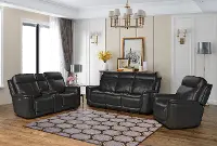 Smokey Gray Leather Triple Power Recliner - Burbank