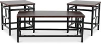 Contemporary Black Metal 3 Pack Coffee Table Set with Cherry Tops - Benjamin