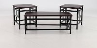Contemporary Black Metal 3 Pack Coffee Table Set with Cherry Tops - Benjamin-2