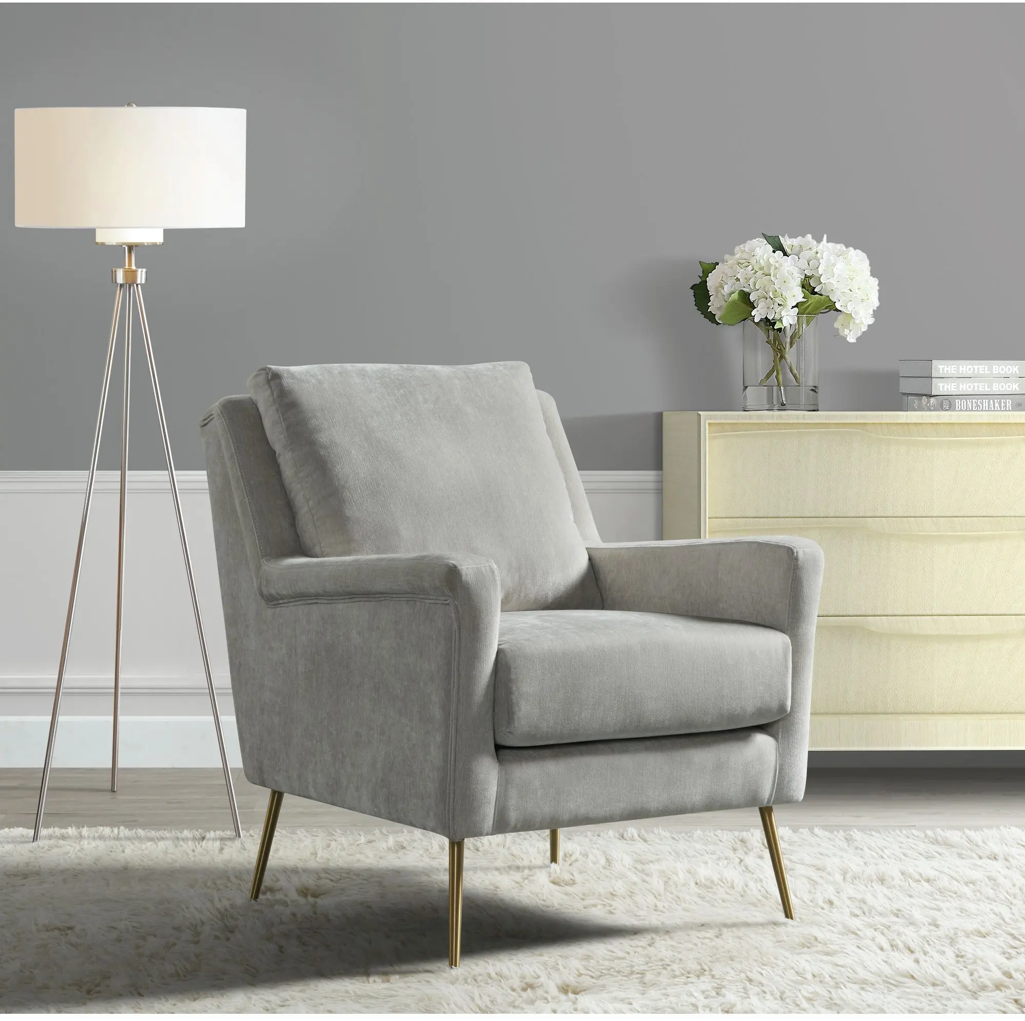Cambridge Mid Century Modern Dove Gray Accent Chair-2