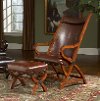 Tobacco Brown Faux Leather Accent Chair and Ottoman - Hunter