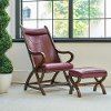 Cherry Faux Leather Accent Chair and Ottoman - Hunter
