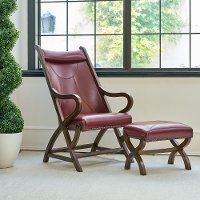 Cherry Faux Leather Accent Chair and Ottoman - Hunter