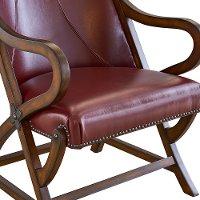 Cherry Faux Leather Accent Chair and Ottoman - Hunter-3