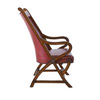 Cherry Faux Leather Accent Chair and Ottoman - Hunter-4