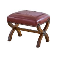 Cherry Faux Leather Accent Chair and Ottoman - Hunter-8
