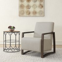 Contemporary Off White Linen Accent Chair - Furman-7