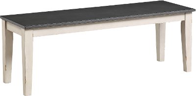 Farmhouse White and Gray Dining Room Bench - Remy
