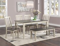 Farmhouse White and Gray 6 Piece Dining Room Set - Remy