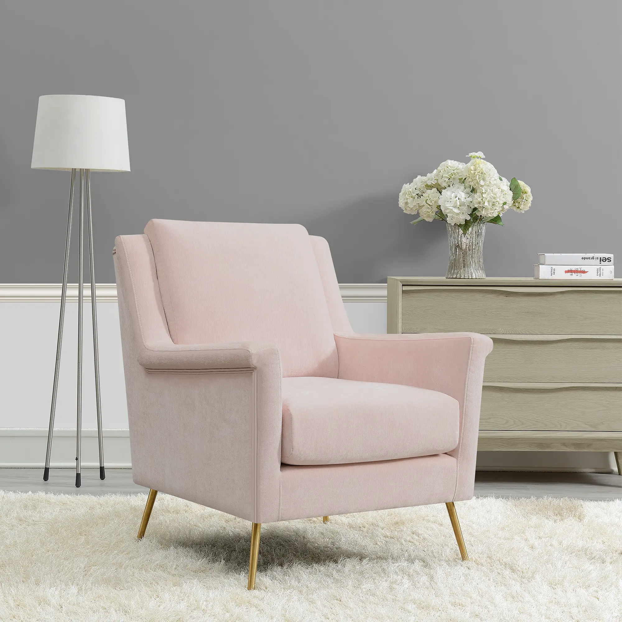 Cambridge Mid Century Modern Blush Pink Accent Chair-1