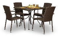 Dark Brown Wicker 5 Piece Patio Set - Avalon-2