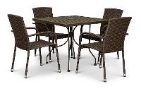 Dark Brown Wicker 5 Piece Patio Set - Avalon-3
