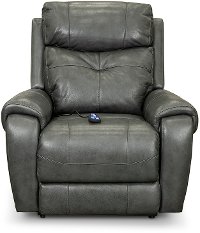 Gray Leather Power Lift Recliner with Heat-2
