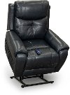 Navy Blue Leather Power Lift Recliner with Heat