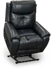 Navy Blue Leather Power Lift Recliner with Heat