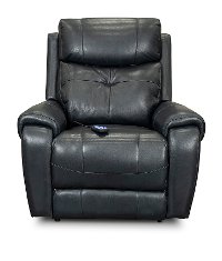 Navy Blue Leather Power Lift Recliner with Heat-2