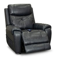 Navy Blue Leather Power Lift Recliner with Heat-3