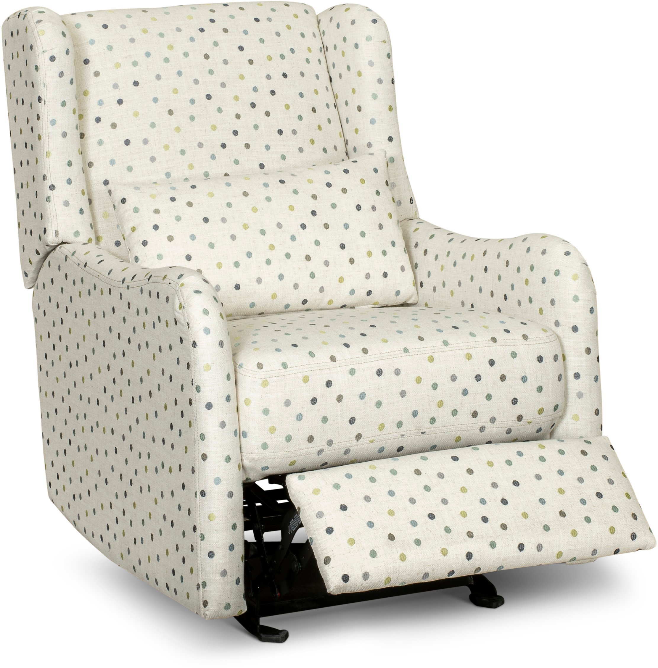 Cream, Green and Blue Polka Dot Power Glider Recliner - Dots-2