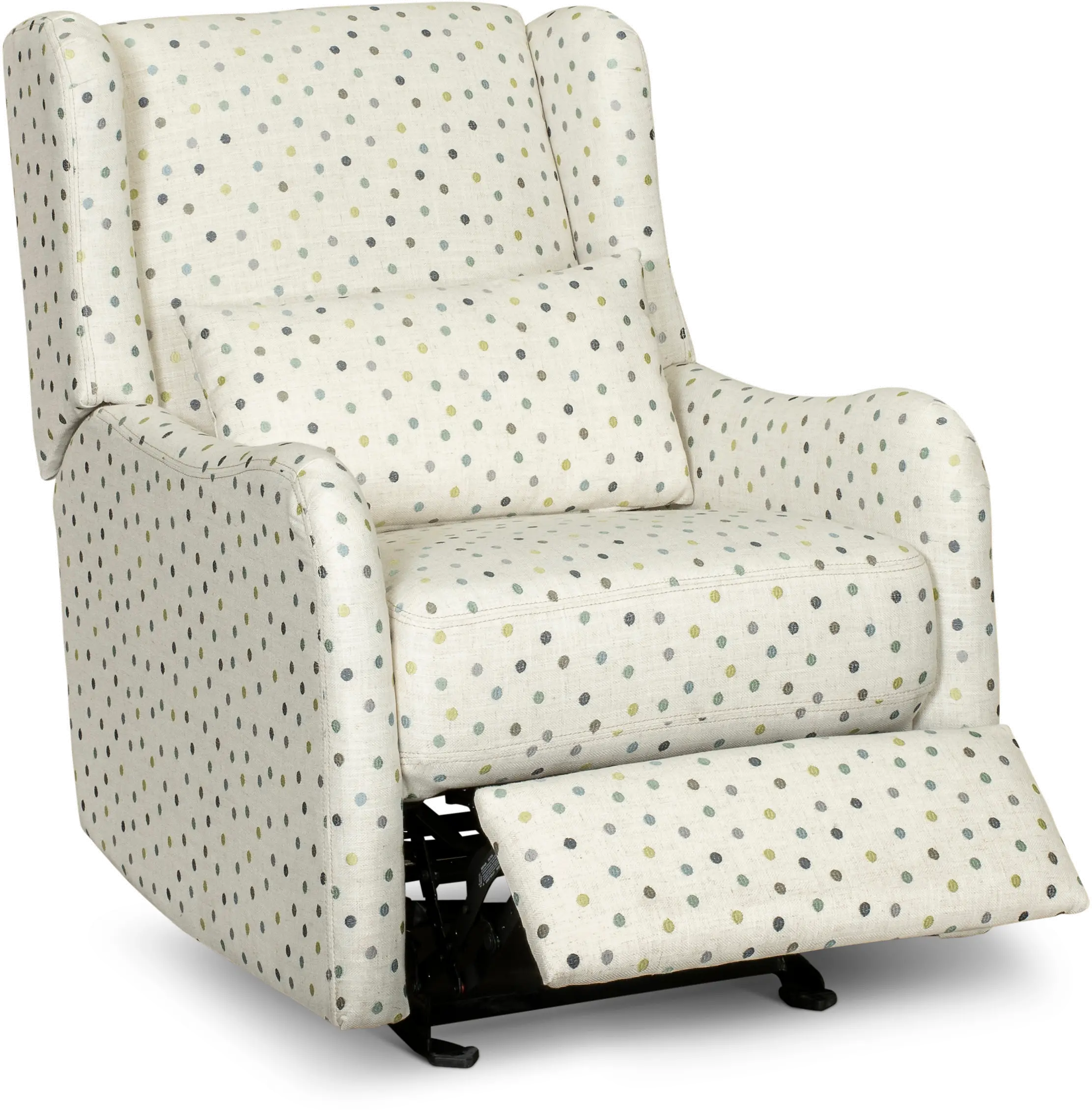 Cream, Green and Blue Polka Dot Power Glider Recliner - Dots-2
