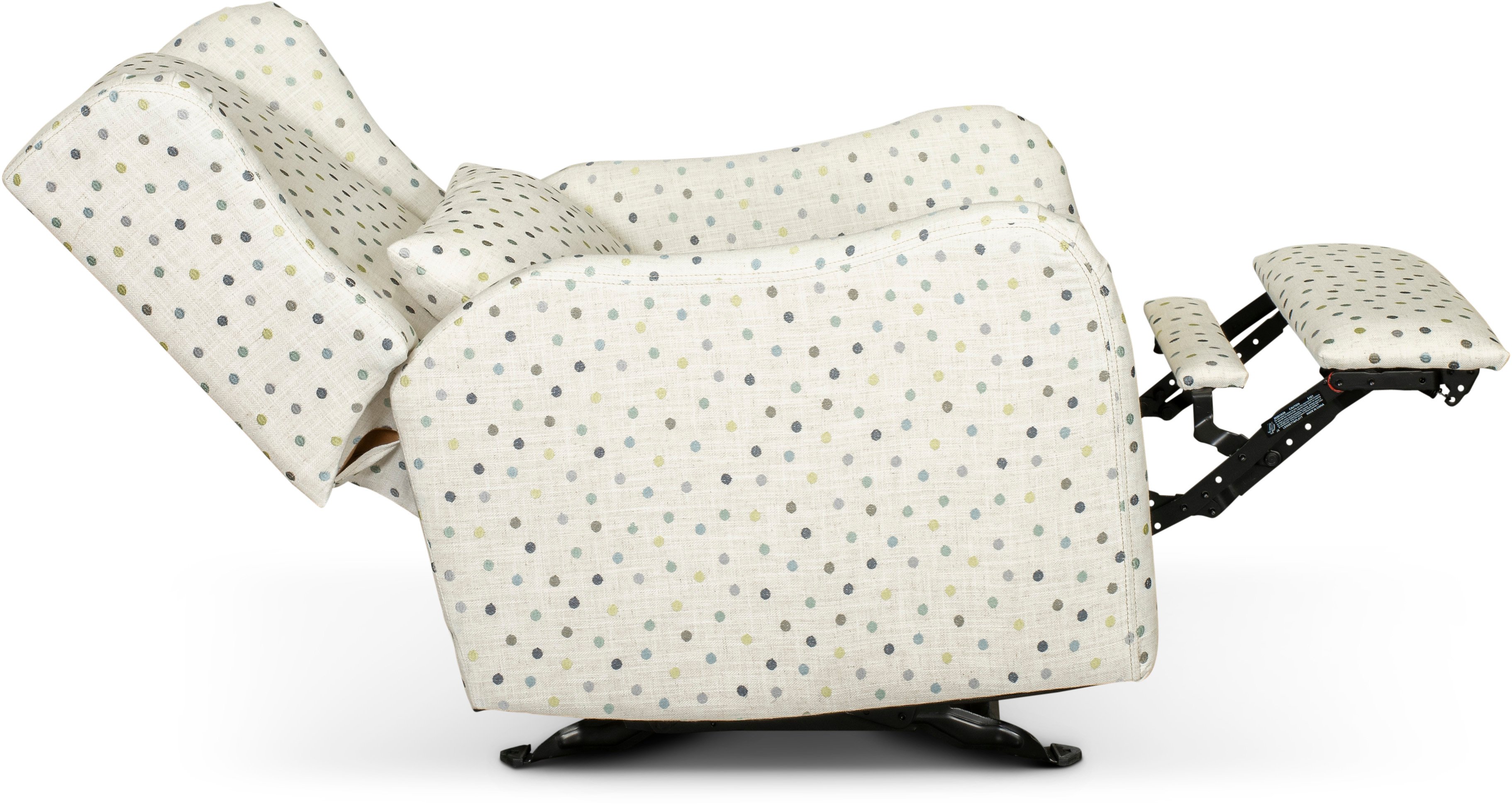 Cream, Green and Blue Polka Dot Power Glider Recliner - Dots-3